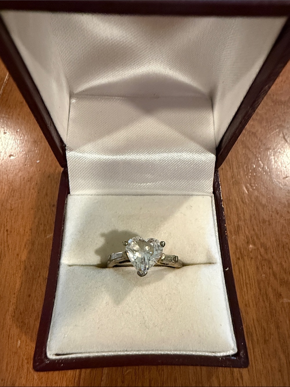 Vintage White Heart-Cut Crystal Ring - Women's Jewelry Size 5